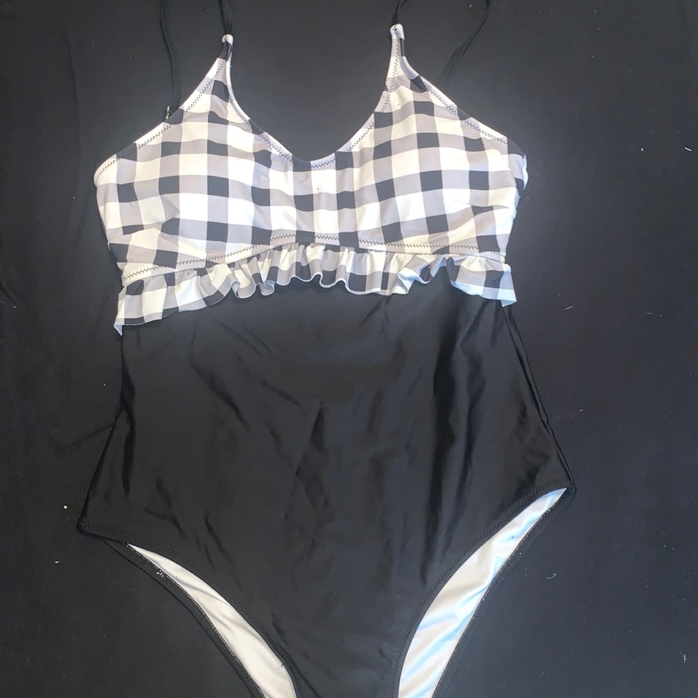Black and white swimsuit. Worn once.